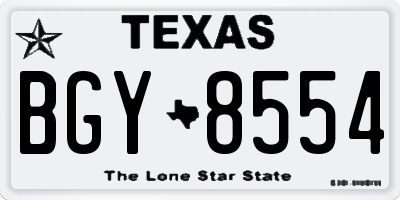 TX license plate BGY8554