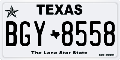 TX license plate BGY8558