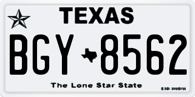 TX license plate BGY8562