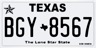 TX license plate BGY8567
