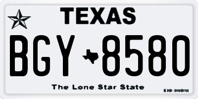 TX license plate BGY8580