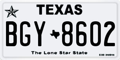 TX license plate BGY8602