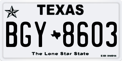 TX license plate BGY8603
