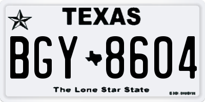 TX license plate BGY8604