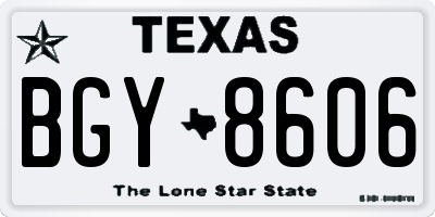 TX license plate BGY8606