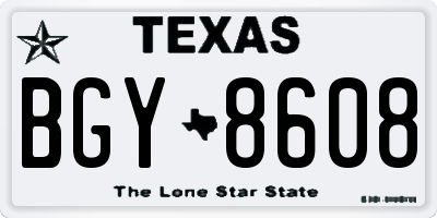 TX license plate BGY8608
