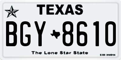 TX license plate BGY8610