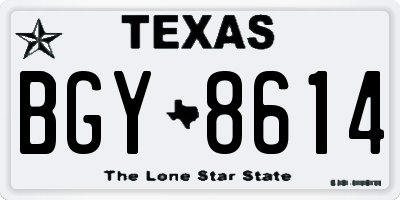 TX license plate BGY8614