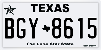 TX license plate BGY8615