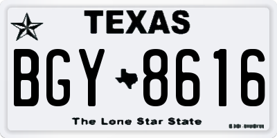 TX license plate BGY8616
