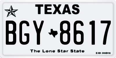 TX license plate BGY8617