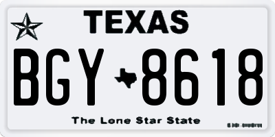 TX license plate BGY8618