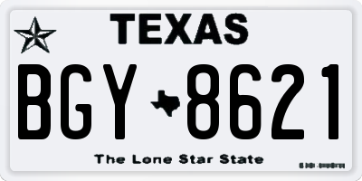 TX license plate BGY8621