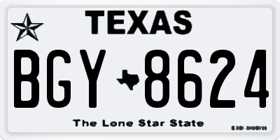 TX license plate BGY8624