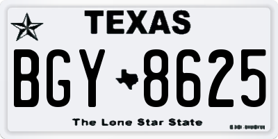 TX license plate BGY8625