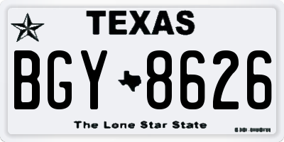 TX license plate BGY8626