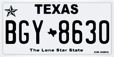 TX license plate BGY8630