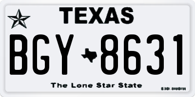 TX license plate BGY8631