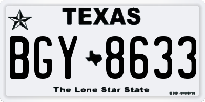 TX license plate BGY8633