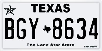 TX license plate BGY8634