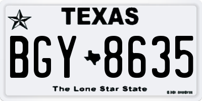 TX license plate BGY8635