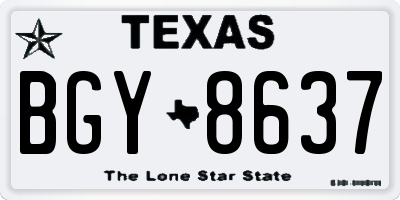 TX license plate BGY8637