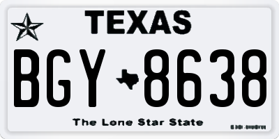 TX license plate BGY8638