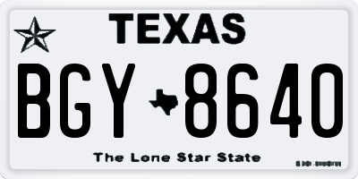 TX license plate BGY8640