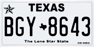 TX license plate BGY8643