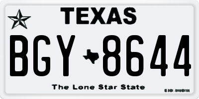 TX license plate BGY8644