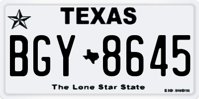 TX license plate BGY8645