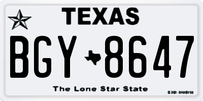 TX license plate BGY8647
