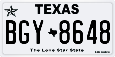 TX license plate BGY8648