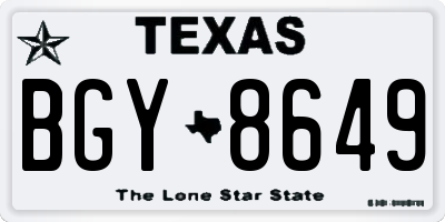 TX license plate BGY8649