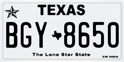 TX license plate BGY8650