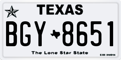 TX license plate BGY8651