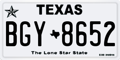 TX license plate BGY8652