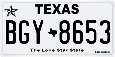 TX license plate BGY8653