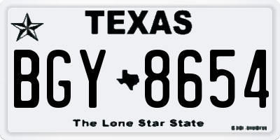 TX license plate BGY8654
