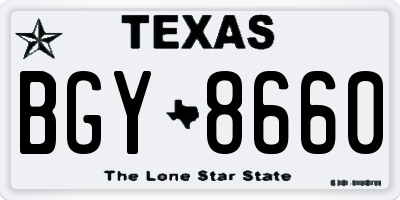 TX license plate BGY8660