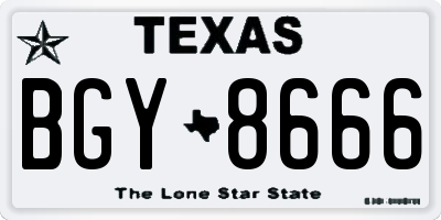 TX license plate BGY8666