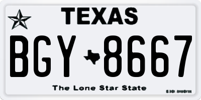 TX license plate BGY8667