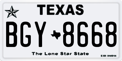 TX license plate BGY8668