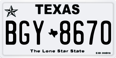 TX license plate BGY8670