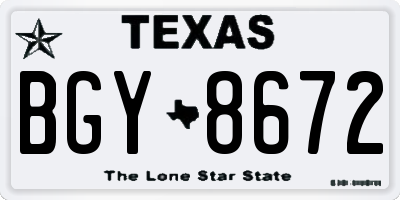 TX license plate BGY8672