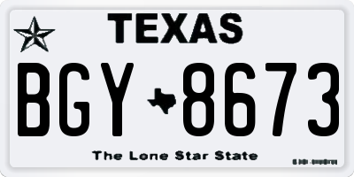 TX license plate BGY8673