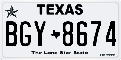 TX license plate BGY8674