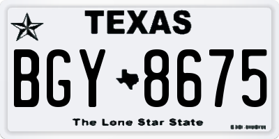 TX license plate BGY8675