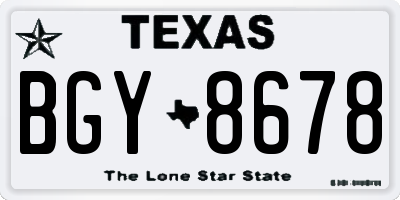 TX license plate BGY8678