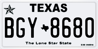 TX license plate BGY8680